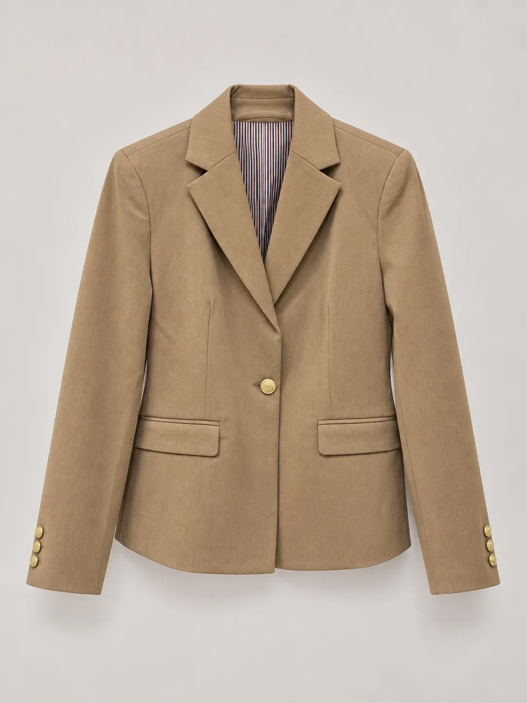 Blazer camel con botón dorado